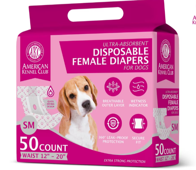 American Kennel Club Female Dog Wrap, Disposable Diapers with Wetness Indicator