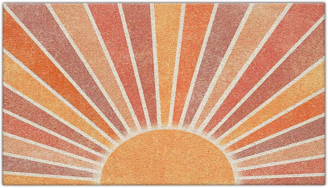 Nogrit Welcome Mat Outdoor Doormat Outdoor Entrance Boho Welcome Mats for Front Door Doormat 17x30 Indoor Entrance Mats for Front Door Front Door Mat Outside Entrance (Non Slip Pvc - Sun)