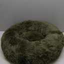 Bedsure Calming Dog Bed for Small Dogs - Donut Washable Small Puppy Bed, 23 inches Anti-Slip Round Fluffy Plush Faux Fur Large Cat Bed, Fits up to 25 lbs Pets, Rifle Green