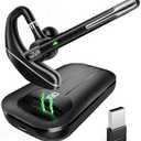 EKVANBEL Bluetooth Headset V5.3, Wireless Earpiece with 1000mAh Charging Case, 96H Talktime, Hands Free Noise Canceling Headphones with Dual-Mic for Computer Cell Phones Trucker Home Office Work