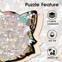 Cat Shaped Wooden Jigsaw Puzzle, 135 Piece Unique Cat Wood Puzzle, Morandi Color Puzzle Home Decor for Adults&Teens, Relaxation Puzzle Gift for Cat Lovers
