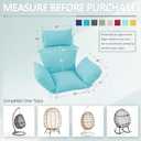 Outdoor Egg Chair Cushion with 8 Securing Straps, Water-Repellent & Fade-Resistant, Removable Cover, Replacement Cushion for Most Single Hanging Swing Egg Chairs Light Blue