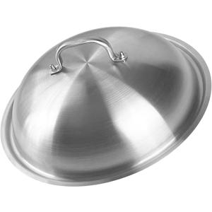 SUNRISE Heavy Duty Stainless Steel Wok Lid/Cover Dome (34cm), Fits 14" Wok