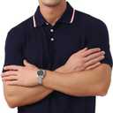 MagnaMan Slim Fit Short Sleeve Polo Shirts for Men - Cotton, Business Casual Stretch Shirt, Breathable Golf & Office Wear (Blue, XXL)