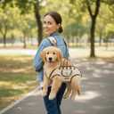 Dog Sling Backpack Carriers - Adjustable Pet Lift Harness Gear, Breathable Dogs Carrying Lifting with Traction Leash Shoulder Straps and Treat Bag for Walking Hiking Travel (L, 14-20lbs)
