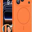 Miracase Magnetic for iPhone 17 Pro Max Case, [Soft Anti-Scratch Microfiber Lining], Compatible with MagSafe, Liquid Silicone Case Shockproof Drop Protection Phone Case for 17 ProMax, Sunset Orange