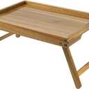 VaeFae Acacia Bed Table Tray, Wooden Breakfast Tray with Folding Legs, Bed Tray for Eating and Laptop, Eating Trays for Bedroom (Medium), 