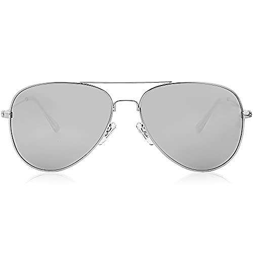 SOJOS Classic Aviator Polarized Sunglasses for Men Women Vintage Retro Style,Silver/Silver,62mm