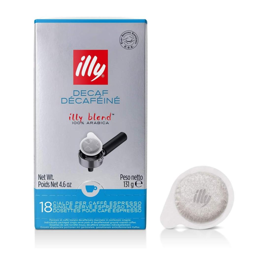 illy E.S.E. Coffee - Single-Serve Coffee Capsules & Pods  Classico Decaf Roast - Notes Of Caramel, Orange Blossom & Jasmine - For E.S.E Coffee Machines - Extraordinary Aroma & Body  18 Count