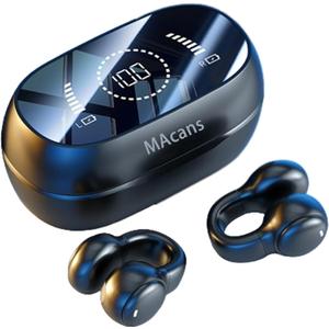 Wireless Earbuds Open Ear Clip Headphones Air Conduction Headphones LED Power Display Earphones Sport Bluetooth 5.3 Headphones (Black)
