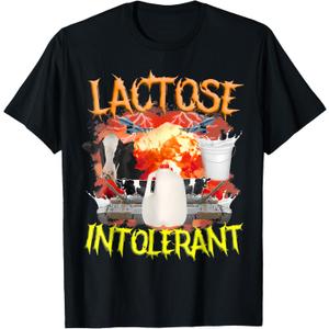 Lactose Intolerant Shirt Funny Sarcasm Oddly Specific Meme T-Shirt (Small, Black)