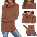 LYHNMW Women Cowl Neck Sweaters Turtleneck Long Sleeve Lightweight Knit Stretchable Loose Fit Sweater Pullover Warm Tops (Brown)