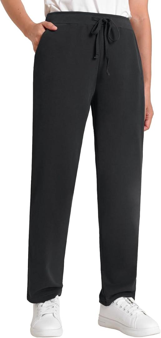 Weintee Women's Petite Sweatpants Jogging Pants with Pockets (Black)