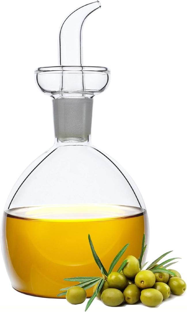 HAIZEEN 5 oz / 150 ml No Funnel Needed Olive Oil & Vinegar Dispenser Glass Cruet Decanter for Kitchen, Lab glassware seal handicraft Keeps Fresh Longer
