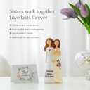 Resin Sister Figurine Statue, 6" Hand-Painted Friendship Sculpture for Best Friends, Sisters, Women  Unique Gift for Birthday, Christmas, Elegant Home Decor Keepsake with Best Wishes Card (White and Yellow)