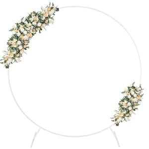 Gawicpy 6FT Round Backdrop Stand Metal Circle Balloon Arch Fram, Backdrop Stand Arch, Wedding Arches for Ceremony Birthday Party Bridal Graduation Decoration Baby Shower(White)