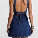 WDIRARA Women's A Line Mini Denim Dress Y2k Flared Hign Waist Short Dresses, XS