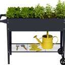 Elevate 32" Tall Raised Garden Bed with Wheel,Planter Box for Backyard,Outdoor Garden, Patio, Balcony, 400lb Capacity,Grey