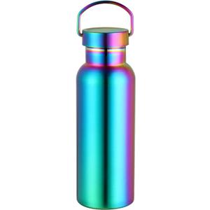 Buyer Star 17 oz Metal Insulated Water Bottle, 18/8 Stainless Steel Sports Water Bottles with Handle, Double-Wall Travel Thermal Water Flask, Reusable Water Bottle for Sports and Travel (Rainbow)