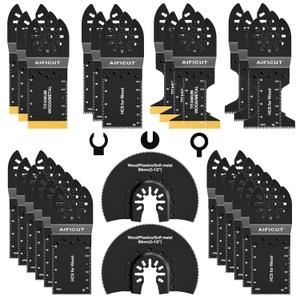 26pcs Oscillating Saw Blades Titanium Multitool Blades for Wood Plastics Metal oscillating Tool Blades Kits Fit Rockwell Ridgid Ryobi Milwaukee Chicago Craftsman Dewalt