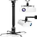 3-in-1 Projector Mount Wall/Ceiling Projection Bracket, Universal Height Adjustable Hanging Mount Bracket Holder with Extension Pole for Home and Office Projector (Black)
