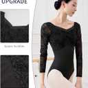 Daydance Boat Neck Ballet Leotards for Teens, Women, Lace Long Sleeve Dance Costumes