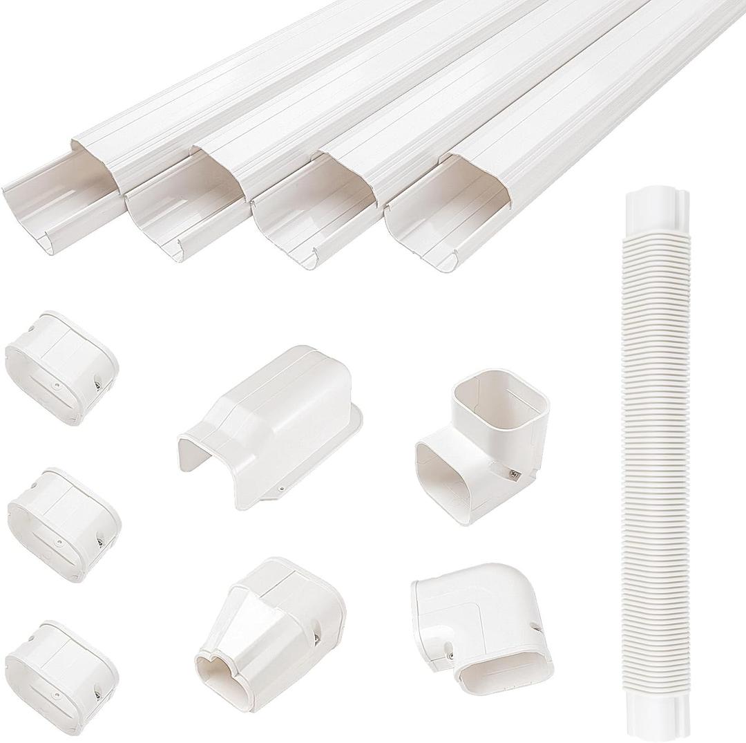 GUYAAC Mini Split Line Set Cover, Air Conditioner Decorative PVC Line Cover Kit, Suitable for Heat Pumps, 3-Inch W, 15Ft L