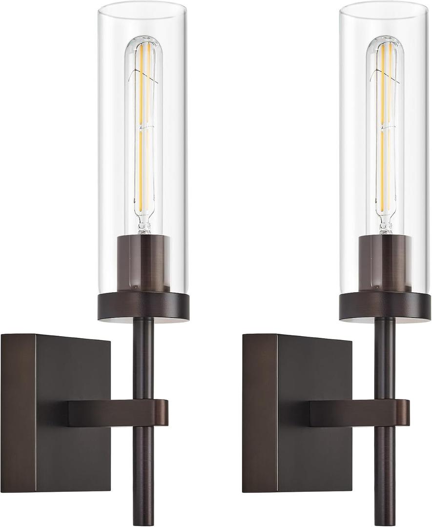 SANTOSTOCK Oil Rubbed Bronze Battery Operated Wall Sconces with Remote Control, Wireless Wall Sconce Set of 2, Rechargeable Cordless Wall Lights for Living Room Bathroom Hallway Entryway Stairwell