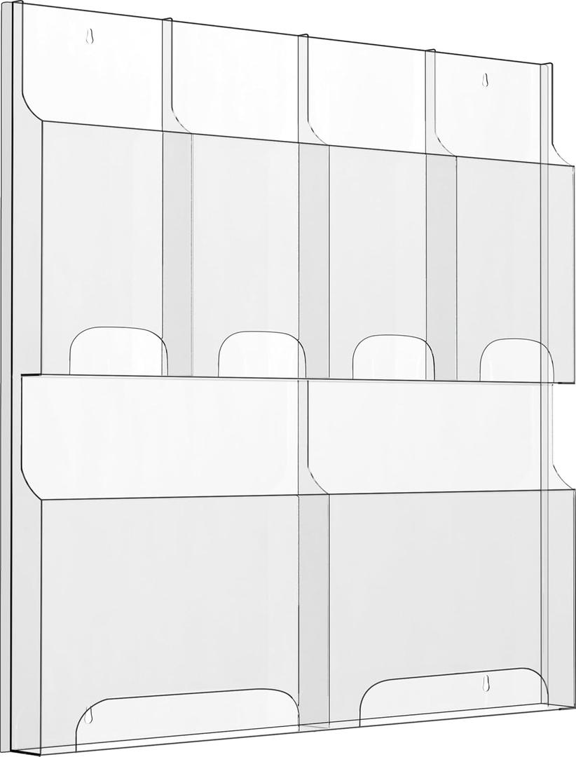 Acrylic Brochure Pamphlet Holder, 2 Magazine Holders and 4 Pamphlet Holders, Clear Brochure Display Holder Wall Mount, Trifold Flyer Rack, Literature Storage Rack for Home, Office, Waiting Room