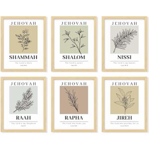 97 Decor Hebrew Names of God Poster - Minimalist Christian Wall Art Decor, Scripture Art Prints, Bible Verse Posters, Jehovah Jireh Rapha Shalom Shammah Raah Nissi Christian Artwork (8x10 UNFRAMED) (Christian Bible)