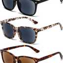 3 Pack Reader Sunglasses For Women Classic Retro Reading Sunglasses UV400 With Metal Spring +3.0 (White Tortoiseshell,tortoiseshell,black,)