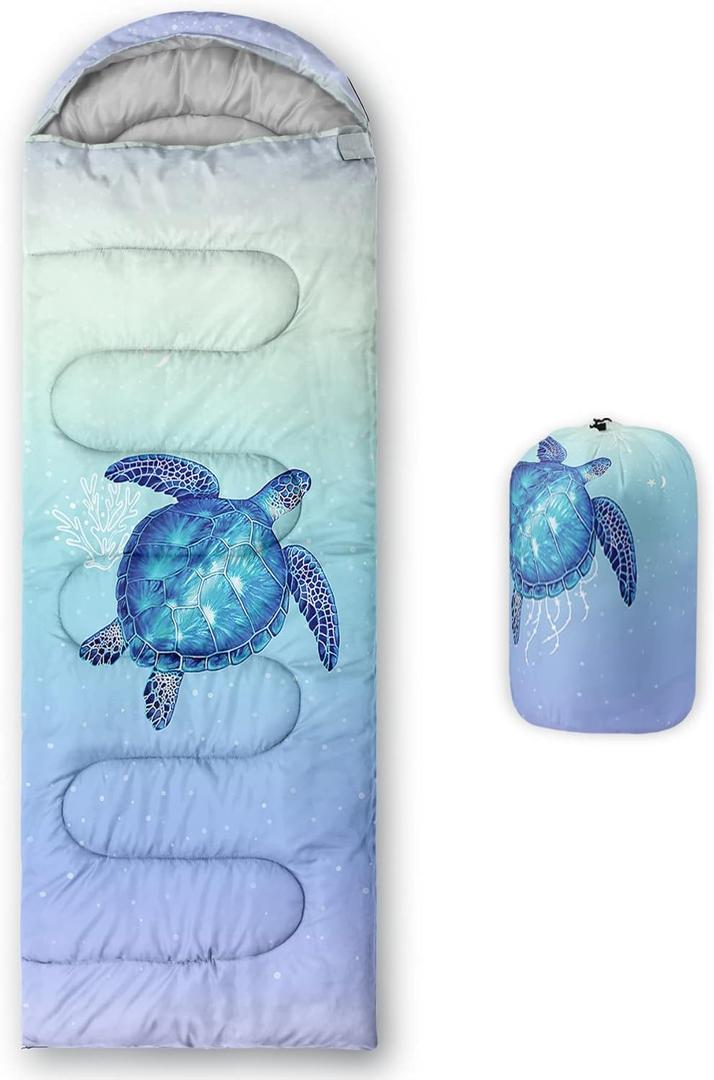 QOOMO Camping Sleeping Bags,3 Season Warm & Cool Weather, Lightweight, Waterproof Sleeping Bags for Adults & Kids, Traveling, and Outdoors, Camping Gear Equipment (Turtle 9)