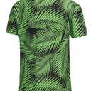 KYKU Funky Hawaiian Shirts for Men Summer Vacation Beach Clothing Green Palm XL (XL)