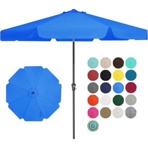 JEAREY 9 FT Patio Umbrella Outdoor, Table Umbrellas Market Umbrella w/Push Button Tilt/Crank, 8 Sturdy Ribs(Royal Blue)