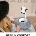 Lap Kindle Pillow Stand with Silicone Holder for Kindle Accessories and Phones (4.7"-8") & Adjustable iPad Stand for Desk with Snack Bowl for Tablets(8"-15.5")-Ideal for Hands-Free Reading (Grey)