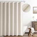 Naturoom Apricot Linen Shower Curtain, Cloth Textured Fabric Shower Curtain Set with Hooks, Simple Elegant Modern Farmhouse Country Ultra Thick Bath Curtains for Bathroom,Water Repellent,72x72