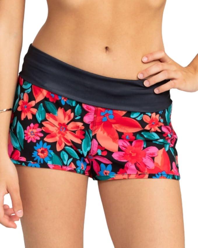 Roxy Women's Board Shorts Tummy Control, 4-Way Stretch, Quick-Dry 2" Inseam Swim Shorts, UPF 50+ Beach Shorts (Large), Wht Noumea
