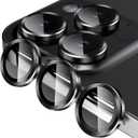 Jeluse 3X2 Pack Camera Lens Protector for iPhone 16 Pro Max/iPhone 16 Pro/iPhone 15 Pro Max/iPhone 15 Pro/iPhone 14 Pro Max/iPhone 14 Pro, 9H Tempered Glass Screen Protector Cover [Alignment Kit] (Black)