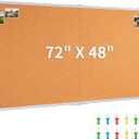 Maxtek Large Cork Board 72 x 48 in, Bulletin Board for Walls, 6'x 4' Extra Aluminum Framed Corkboard, Foldable Wall Mounted Back to School Pin Memo Notice Cork Board for Office, Home Wall Display