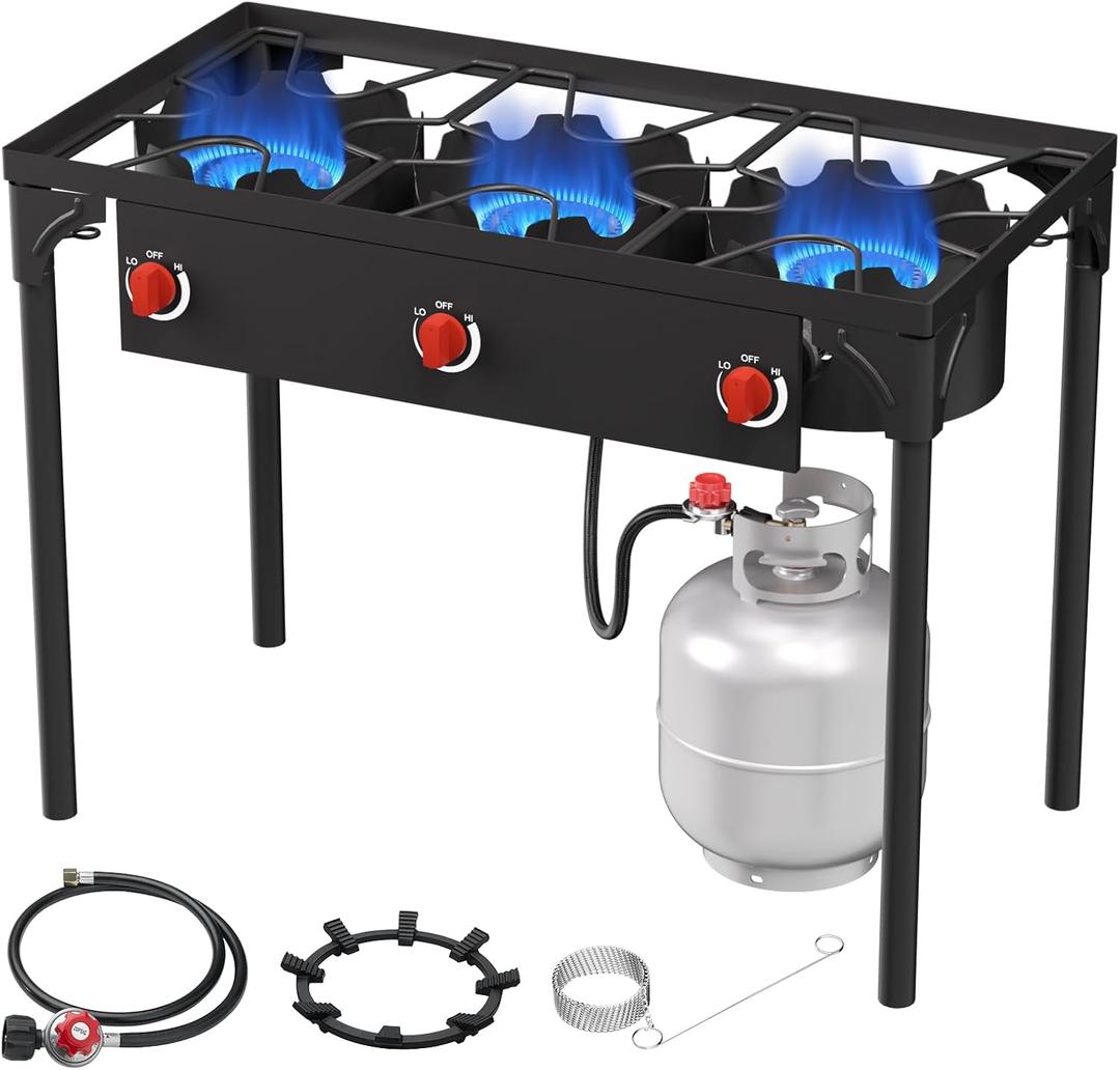 3 Burner Propane Gas Stove, Outdoor Camping Stove, Propane Burner