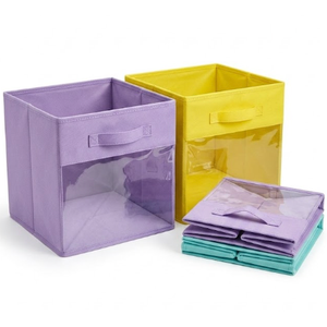 Collapsible Fabric Storage Cubes Organizer with Handles, Sturdy Storage Bins 10x10x10 Inches