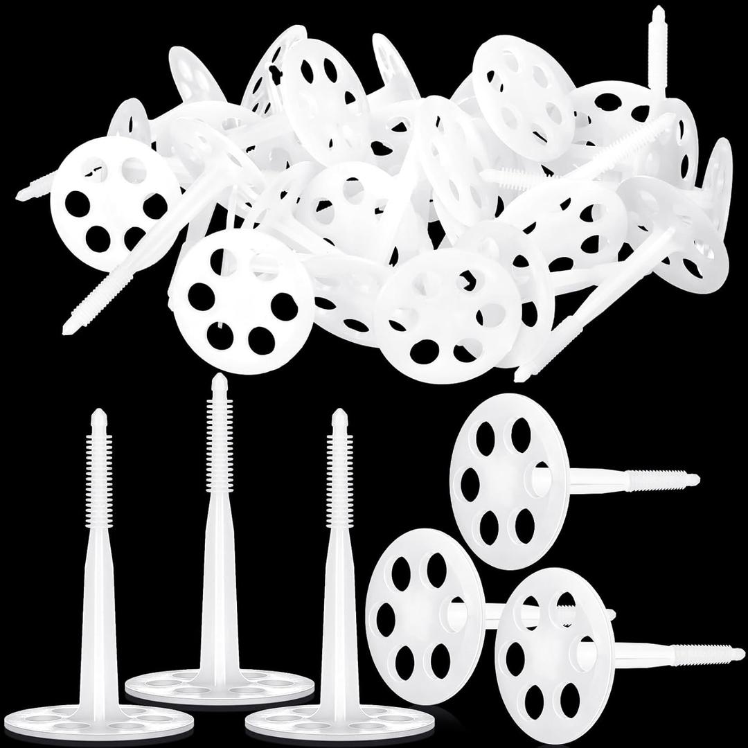 100 Pcs 4 Inch Heavy Duty Plastic Insulation Masonry Fasteners 2.4 Inch Foam Board Fasteners Washers Polypropylene Concrete Anchors for Fixing and Fastening Rigid Foam Insulation Panels