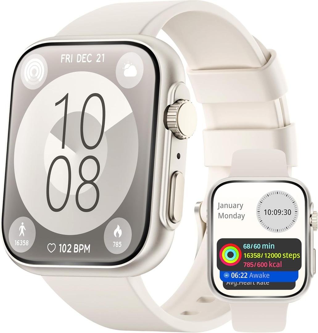 Smart Watch for Men Women, Bluetooth Call, 120+Sports Modes Fitness Tracker, Sleep Tracking, Step & Calorie Counter, IP68 Water Resistant Smartwatchs for Android iPhone, lightweight Casual Beige