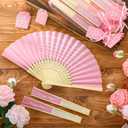 Threehoney 25 Set Baby Shower Favors for Guests Pink Folding Paper Fans a Message from the Bump Favors Bamboo Fans with Thank You Tags Handheld Pink Fans Baby Shower Party Favor for Girl Gender Reveal