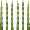 6 Pack 10 Inch Olive-Green Spiral Taper Candles for Christmas and Spring Home Decoration, Unscented Dripless Twisted Candlesticks for Dinner St. Patrick's Day Earth Day and Garden Parties