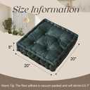 Square Floor Pillows, Large Floor Cushion for Adults Kids, Meditation Floor Pillow Seating Cushion with Shredded Memory Foam and Silk Wadding, 20"x20"x5" Dark Green