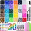 40000 Pcs Resin Jelly Rhinestones Kit, 30 Colors 3mm Flatback Rhinestones with 4 Pcs B7000 Jewelry Glue & Tools, All-in-One Bedazzling Kit for DIY Arts & Crafts Gifts