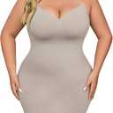 Shapewear Slip Dress for Women Under Dress Seamless Tummy Control Slip Dress Plus Size Smoothing Cami Dress Slips (XXXL)
