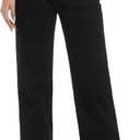 Women's Jeans High Waisted Straight Leg Stretchy Jeans Trendy Wide Leg Tummy Control Loose Casual Denim Pants (8, Black)