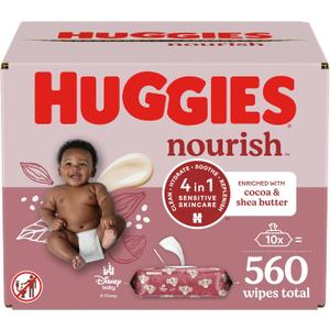 Huggies Nourish Scented Baby Wipes, 10 Push Button Packs (560 Wipes Total) (56 Count (Pack of 10))